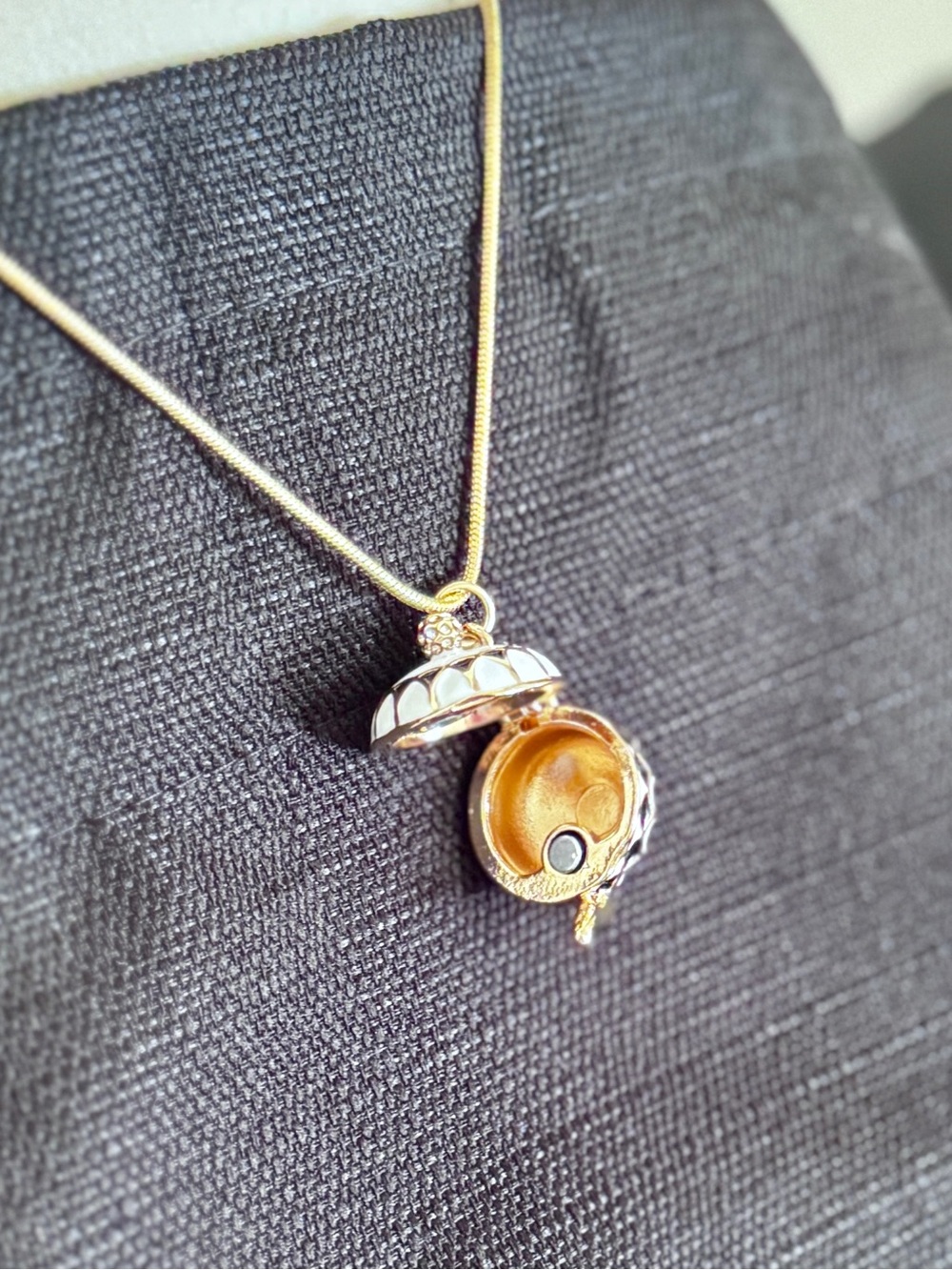 Teapot Locket Necklace | 36” Chain | Kate Spade Inspired | Alice in Wonderland - Picture 9 of 13
